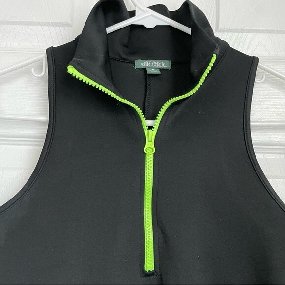 Wild Fable black mini dress neoprene sleeveless 1/4 zip neon 90s y2k size XS - Picture 3 of 5